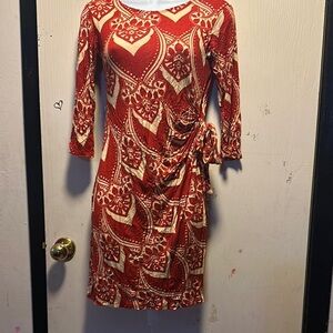 AA Studio Red Patterned Dress - Size 8 - Bohemian Chic, Festival Ready
